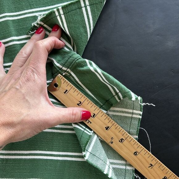 NWT Anthropologie Pilcro Green Striped High Rise Denim Raw Hem Short Women Sz 25 - Picture 15 of 16